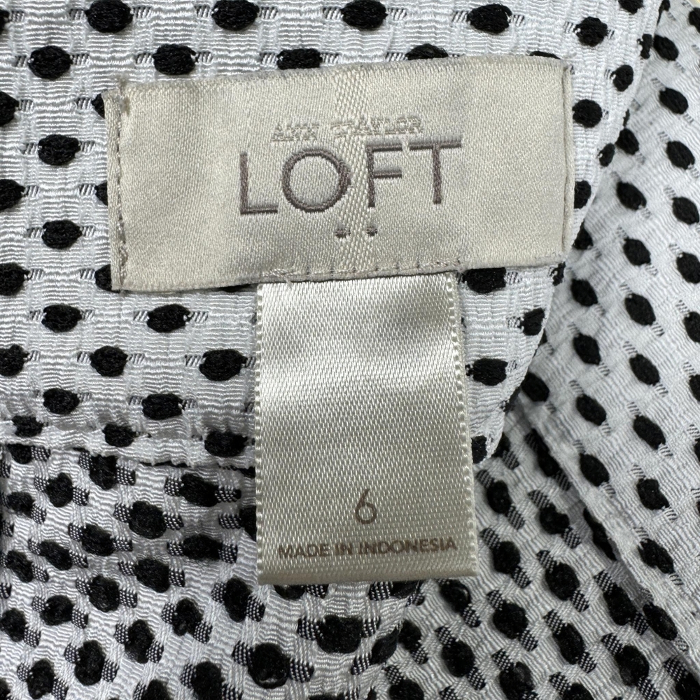 LOFT Womens Black & White Polka Dot Scalloped Hem Skirt Career Size 6 - Picture 9 of 13